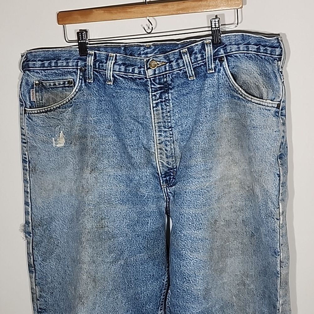 Carhartt Flannel Lined Straight Leg Relaxed Fit Blue Jeans Men's 44 x 32